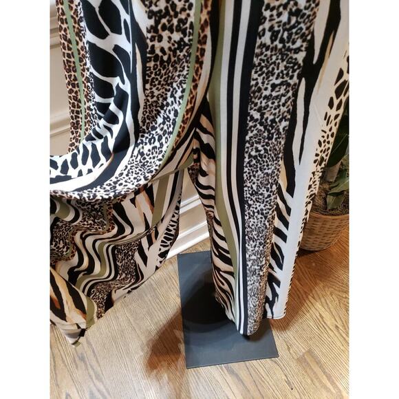 Women's Jumpsuit Multicolor Animal Print Strapless Flared Leg Cutout V XL - Picture 12 of 14